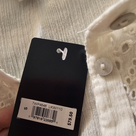 Lucky Brand White Buttoned Tank Size S NWT - Picture 4 of 5